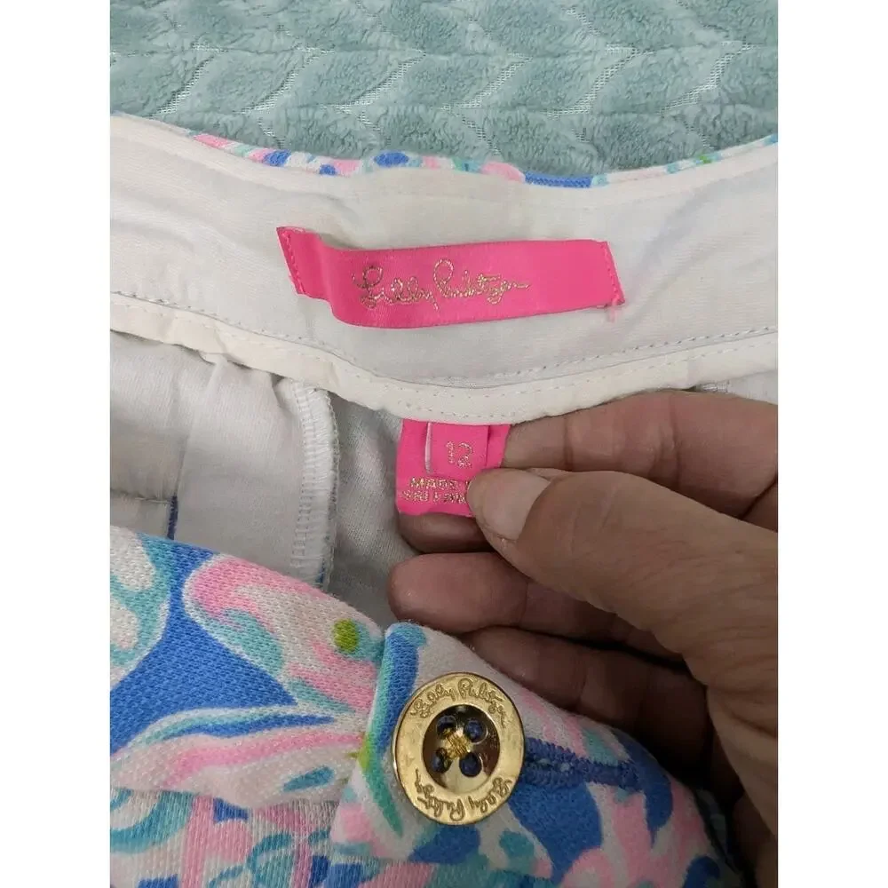 Lilly Pulitzer Buttercup Knit Scallop Shorts Multi Dream Team Size 12